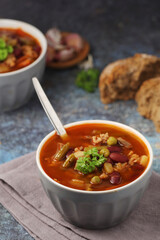 A bowl with traditional British stew