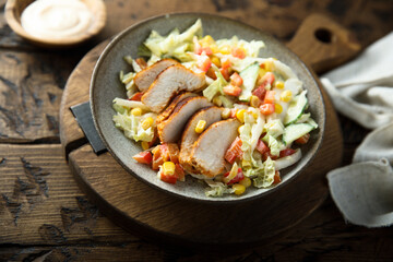 Grilled chicken with vegetable salad