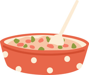 Traditional Russian Dish Olivier Salad Illustration