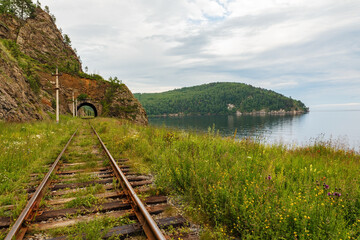 Circum-Baikal Railway. Old railroad tunnel number 13 on the railway. tunnel Chaikinsky