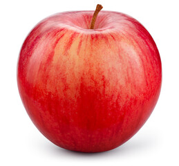 Red apple isolated. Apple on white background. Red apple with yellow side. With clipping path. Full depth of field.