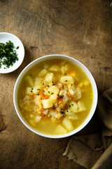 Homemade vegetable soup with potato and carrot