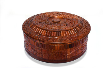 Hand Made  Craved Wooden   Casserole / Hot Box / Chapati Box  