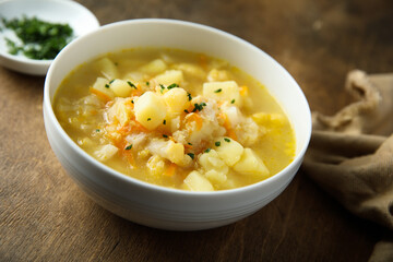 Homemade vegetable soup with potato and carrot