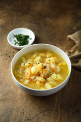 Homemade vegetable soup with potato and carrot