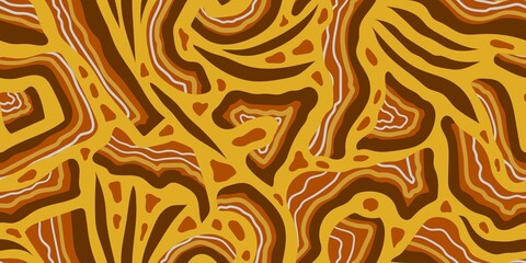 Fototapeta premium ABSTRACT VECTOR SEAMLESS YELLOW BANNER WITH SECTIONS OF BROWN SHAPELESS STONES