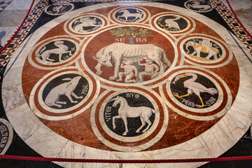 Marble floor of the cathedral of Siena, Tuscany, Italy - obrazy, fototapety, plakaty
