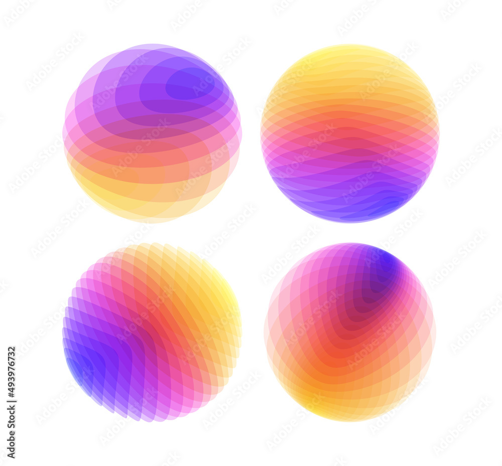 Wall mural set of spheres. abstract geometric design. vector illustration made of various overlapping elements.