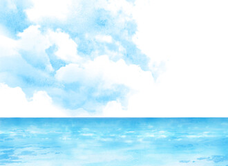 海と青空の風景イラスト