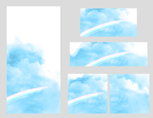 青空にかかる虹のイラスト　フレームセット