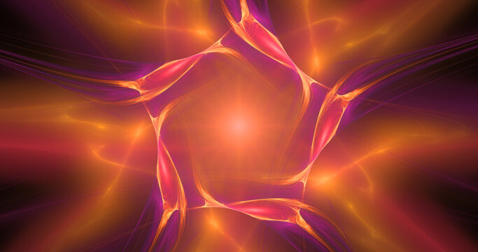 Exquisite digital render of a colorful symmetric spiral fractal black backgr