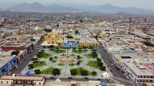 Plaza de Armas in the Historic Center of the city of Trujillo, Peru.