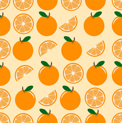 Citrus slice  oranges fruit background Seamless pattern