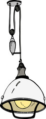 Stylish Loft Lamp Outline Hand Drawn Illustration © Good Studio