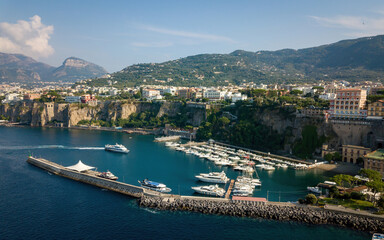 Fototapeta na wymiar Views of seaside Sorrento. Aerial drone photo, Sorrento, Italy
