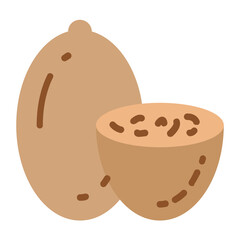 Raw Nutmeg Concept,  ground spice mace vector color icon design, Condiments and Spices symbol, Food cooking ingredients Sign, Herbs and table sauce stock illustration