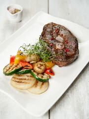 Beef steak with grilled vegetables