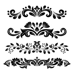 Set of floral borders and ornaments