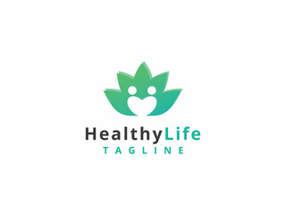 healthy life logo template, flower and medical concept