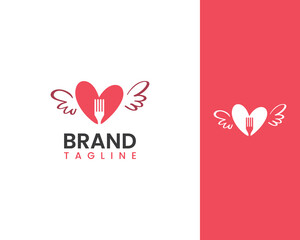Fototapeta na wymiar flying food and love logo template