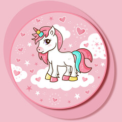 Cute sweet pony unicorn for birthday kids. Girly flat vector cartoon hand drawings. Fairy character and Pony is cute and very beautiful. The Best Unicorn Crafts TO MAKE YOUR DAY MAGICAL