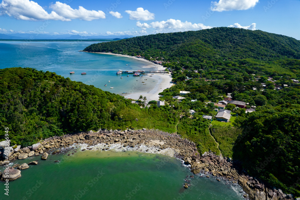 Canvas Prints Beautiful summer landscape with the green island and sea. Ilha do Mel State Park. Parana, Brazil.