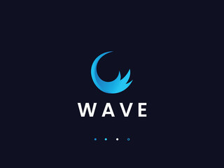 creative blue sea wave logo design template