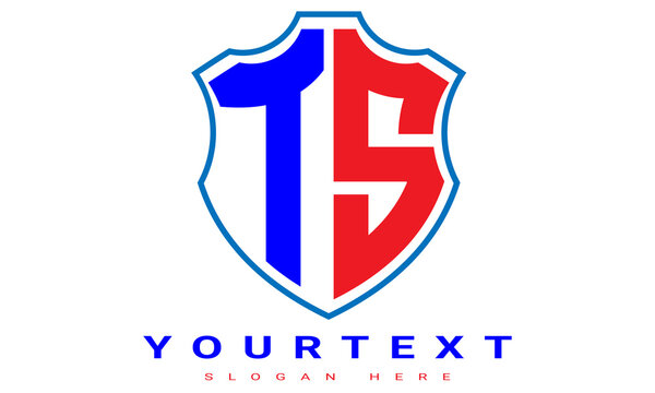 TS shield sports two letter geometric modern unique minimalist creative logo design, vector template