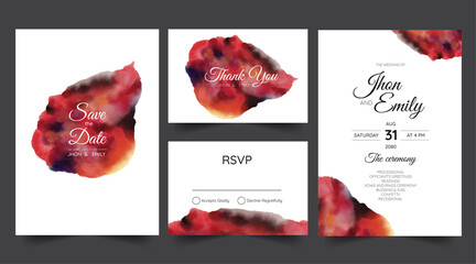 Wedding invitation cards watercolor textures and fake gold splashes for a luxurious touch