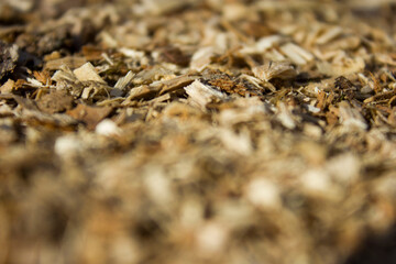 close up of wood chips