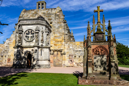 Low Angle Shot Of Rosslyn Chapel In Edinburgh, Scotland, UK