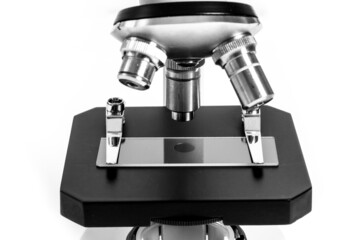 Microscope close up. Research in a scientific medical laboratory