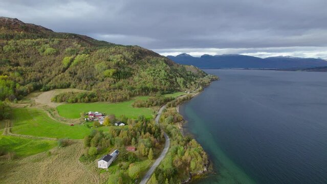 Aerial shot of beautiful norwegian landscape
