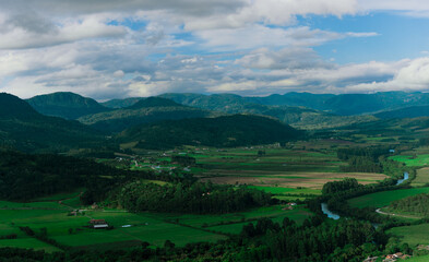 landscape with mountains and clouds