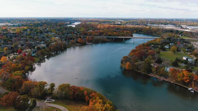 Pretty Fall view of the Fox River in Wisconsin