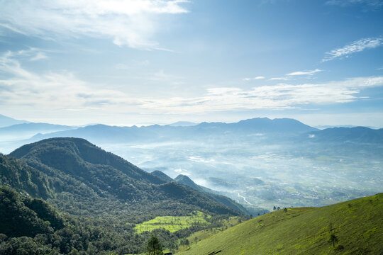 The natural scenery of mountains in Indonesia. Indonesian mountain landscape © heririswana