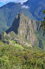 Andes mountains and view of Macchu Picchu, Peru - 493995343