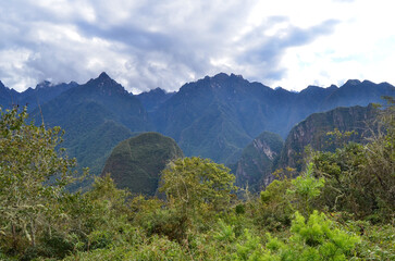 Andes mountain range, view from Macchu Picchu site, Peru - 493995345