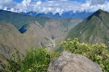 Andes mountain range, view from Macchu Picchu site, Peru - 493995351