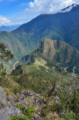 Andes mountains and view of Macchu Picchu, Peru - 493995357