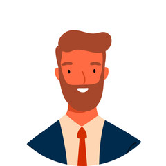 Happy Man Portrait at Round White Frame Cartoon Illustration