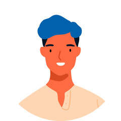 Hipster Man Face at White Round Frame Cartoon Illustration