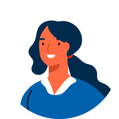 Woman Avatar at White Round Frame Cartoon Illustration