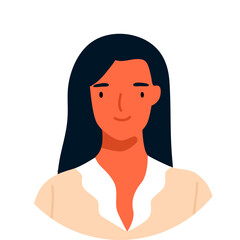 Woman Avatar on Round White Background Cartoon Illustration