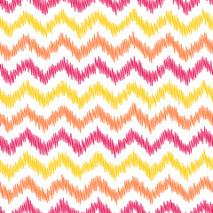 White seamless pattern with colorful hand drawn chevron.