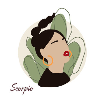 Scorpio Zodiac As Fashionable Woman. Female Astrological Horoscope Sign Illustration