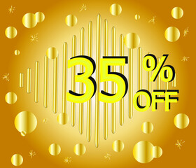 up to 35% off. Gold vector for price reduction and promotion