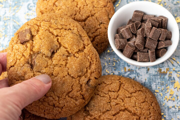 home made cookies with chocolate chunks