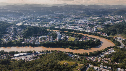 Fototapeta premium Panoramic aerial image of the city of Blumenau
