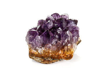 Amethyst Crystal Druse  macro mineral on white background